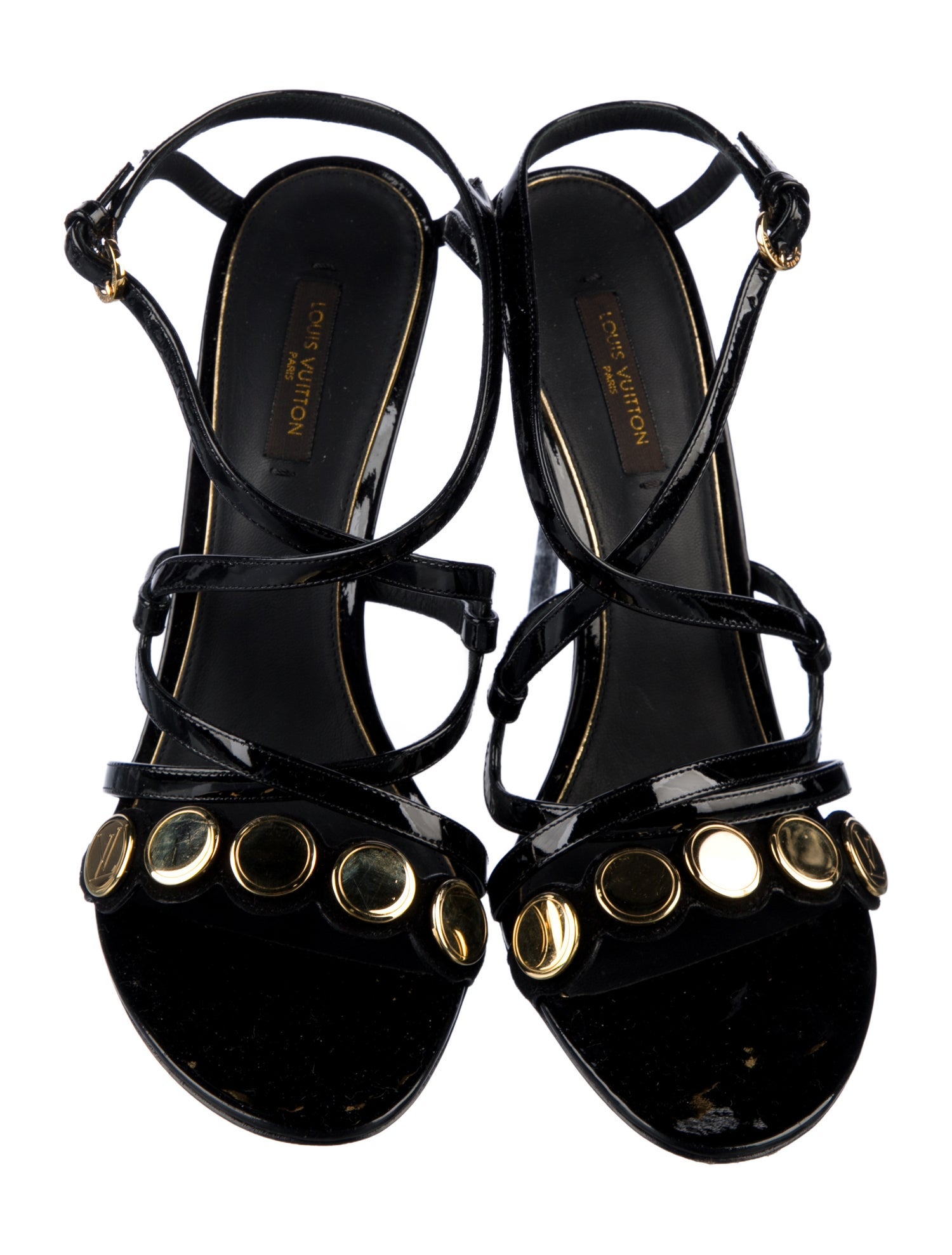 Louis Vuitton Patent Leather Slingback Sandals